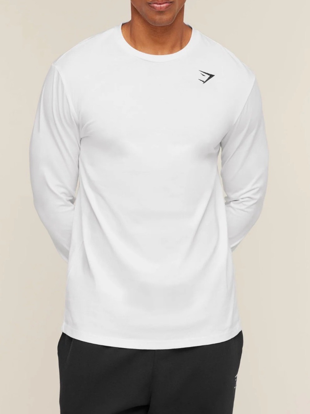 Gymshark Men's Crest Long Sleeve T-Shirt - White - Size M - NWOT